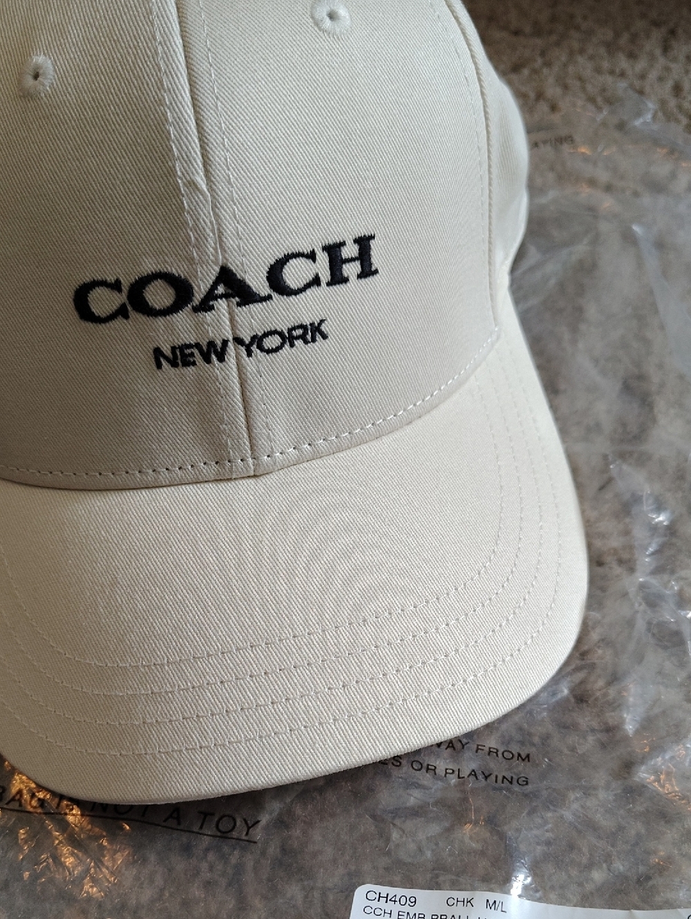 Coach Cream Baseball Cap with Black Logo